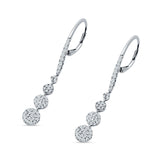 Dangle Drop Leverback Earrings Graduated Circles Cubic Zirconia 925 Sterling Silver