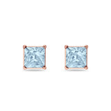 Solitaire Princess Cut Stud Earrings 925 Sterling Silver 3mm-9mm