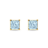 Solitaire Princess Cut Stud Earrings 925 Sterling Silver 3mm-9mm