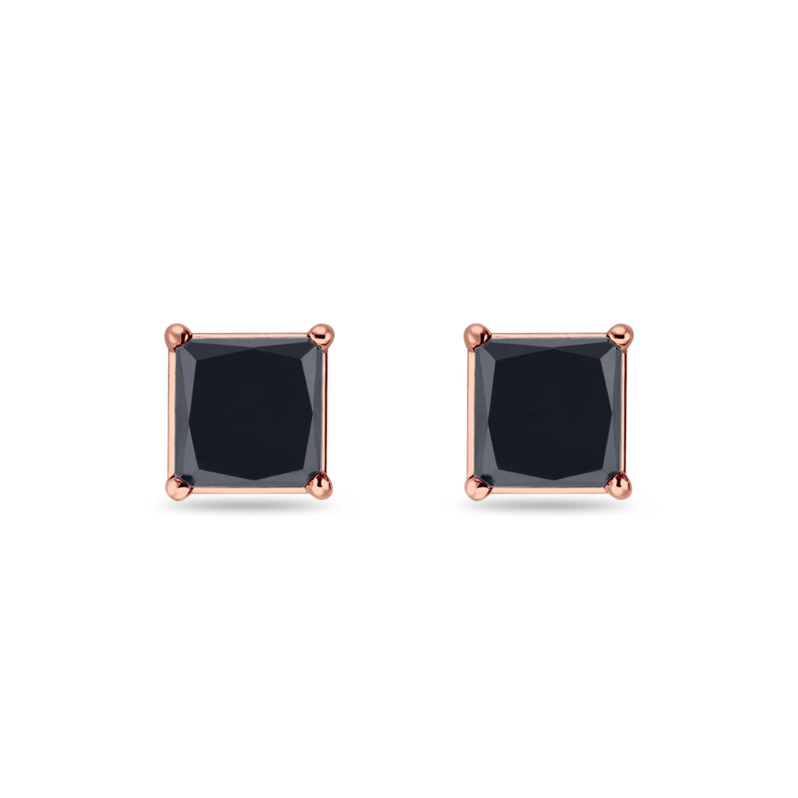 Solitaire Princess Cut Stud Earrings 925 Sterling Silver 3mm-9mm