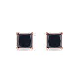 Solitaire Princess Cut Stud Earrings 925 Sterling Silver 3mm-9mm