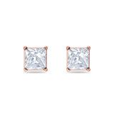 Solitaire Princess Cut Stud Earrings 925 Sterling Silver 3mm-9mm
