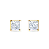 Solitaire Princess Cut Stud Earrings 925 Sterling Silver 3mm-9mm