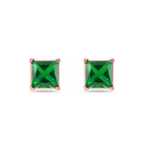 Solitaire Princess Cut Stud Earrings 925 Sterling Silver 3mm-9mm