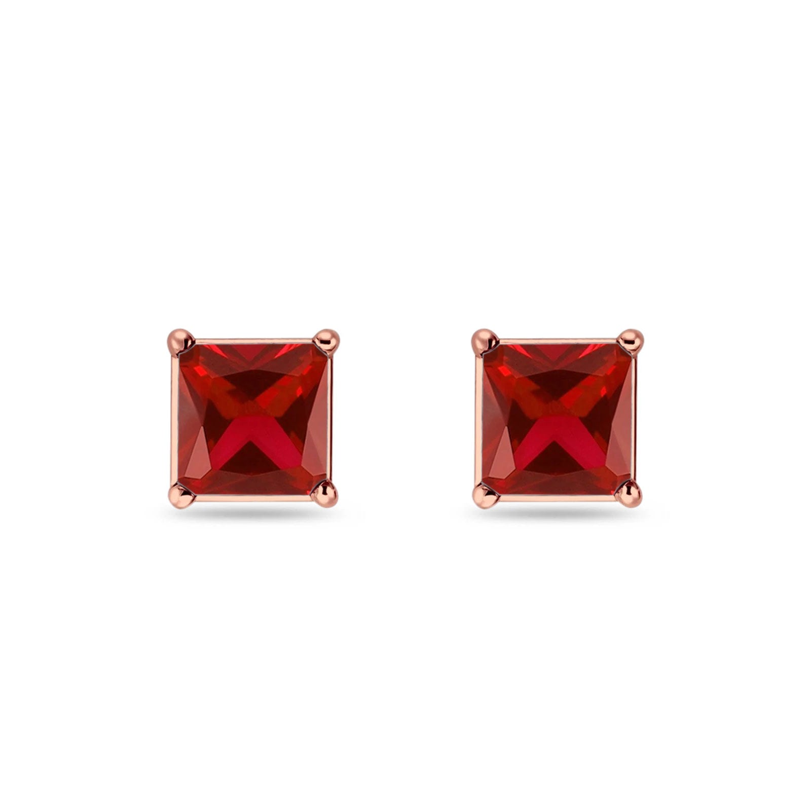 Solitaire Princess Cut Stud Earrings 925 Sterling Silver 3mm-9mm