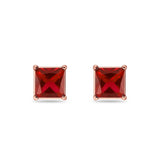 Solitaire Princess Cut Stud Earrings 925 Sterling Silver 3mm-9mm