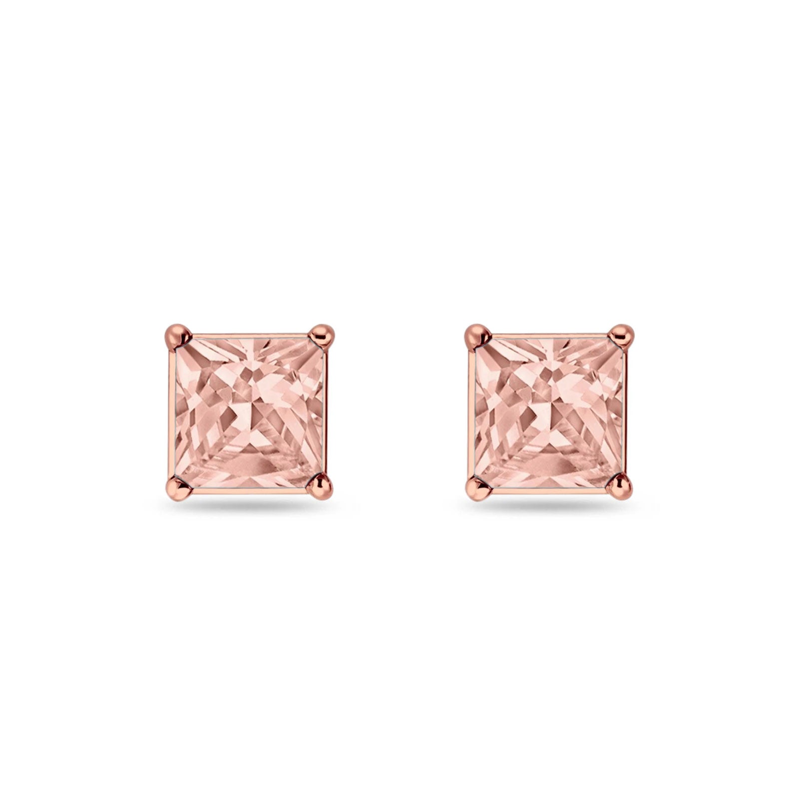 Solitaire Princess Cut Stud Earrings 925 Sterling Silver 3mm-9mm