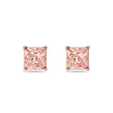 Solitaire Princess Cut Stud Earrings 925 Sterling Silver 3mm-9mm