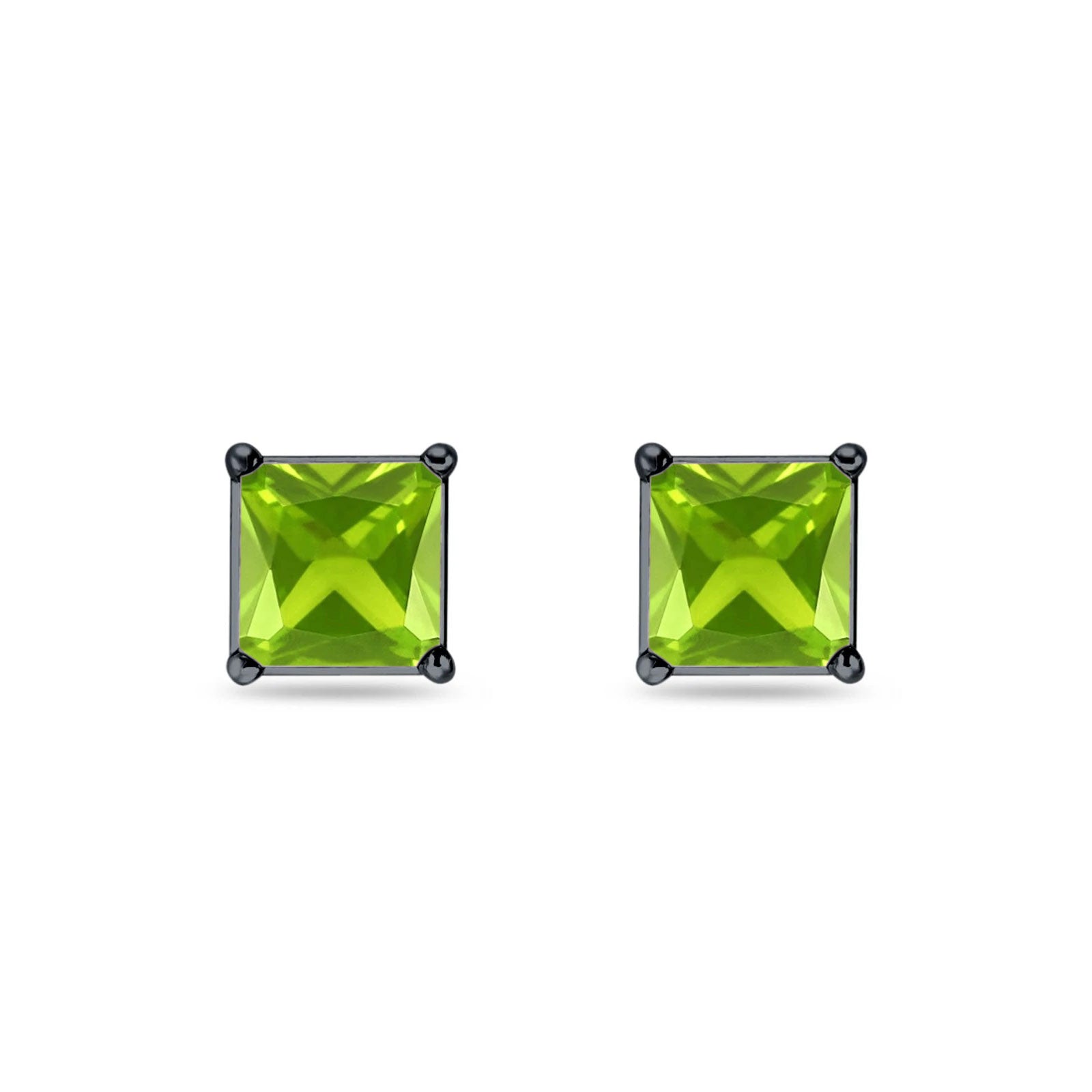 Solitaire Princess Cut Stud Earrings 925 Sterling Silver 3mm-9mm