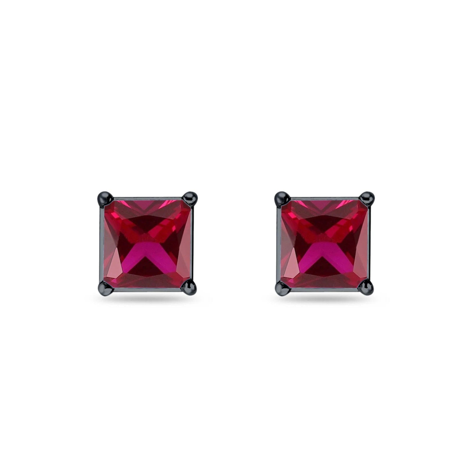 Solitaire Princess Cut Stud Earrings 925 Sterling Silver 3mm-9mm