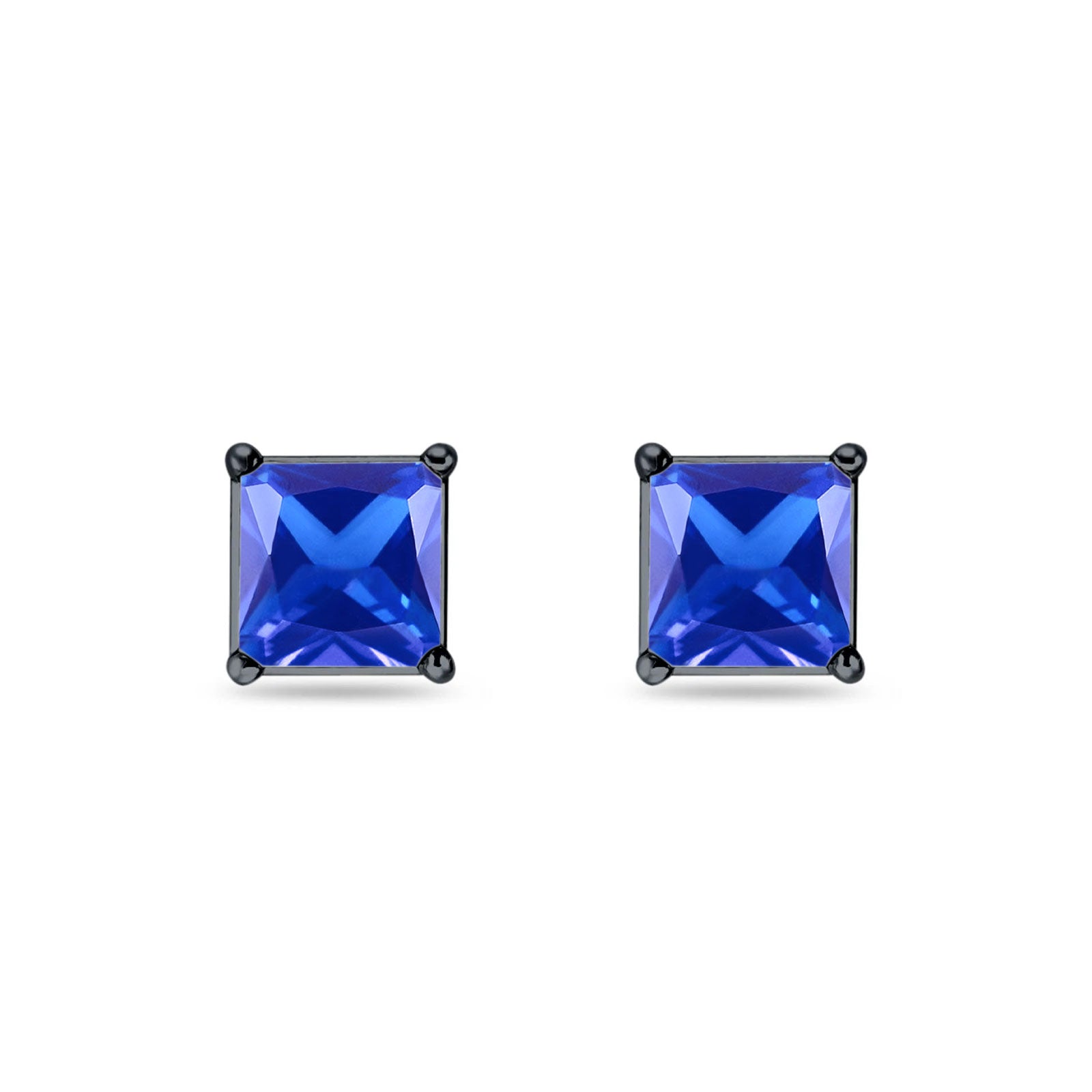 Solitaire Princess Cut Stud Earrings 925 Sterling Silver Size 3mm-9mm