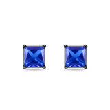 Solitaire Princess Cut Stud Earrings 925 Sterling Silver Size 3mm-9mm