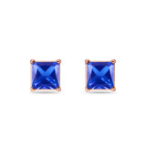 Solitaire Princess Cut Stud Earrings 925 Sterling Silver Size 3mm-9mm