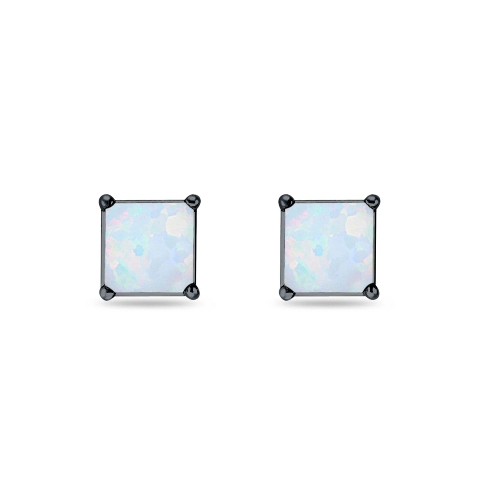 Solitaire Princess Cut Stud Earrings 925 Sterling Silver 3mm-9mm