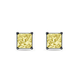 Solitaire Princess Cut Stud Earrings 925 Sterling Silver Size 3mm-9mm