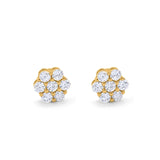 Cluster Earrings 7-Stone Round Cubic Zirconia 925 Sterling Silver Screwback Flower Stud Earring