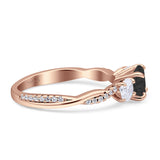 Infinity Round Three Stone Ring Cubic Zirconia 925 Sterling Silver