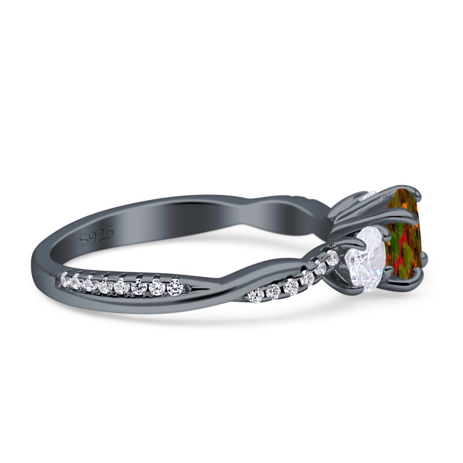 Infinity Round Three Stone Ring Cubic Zirconia 925 Sterling Silver