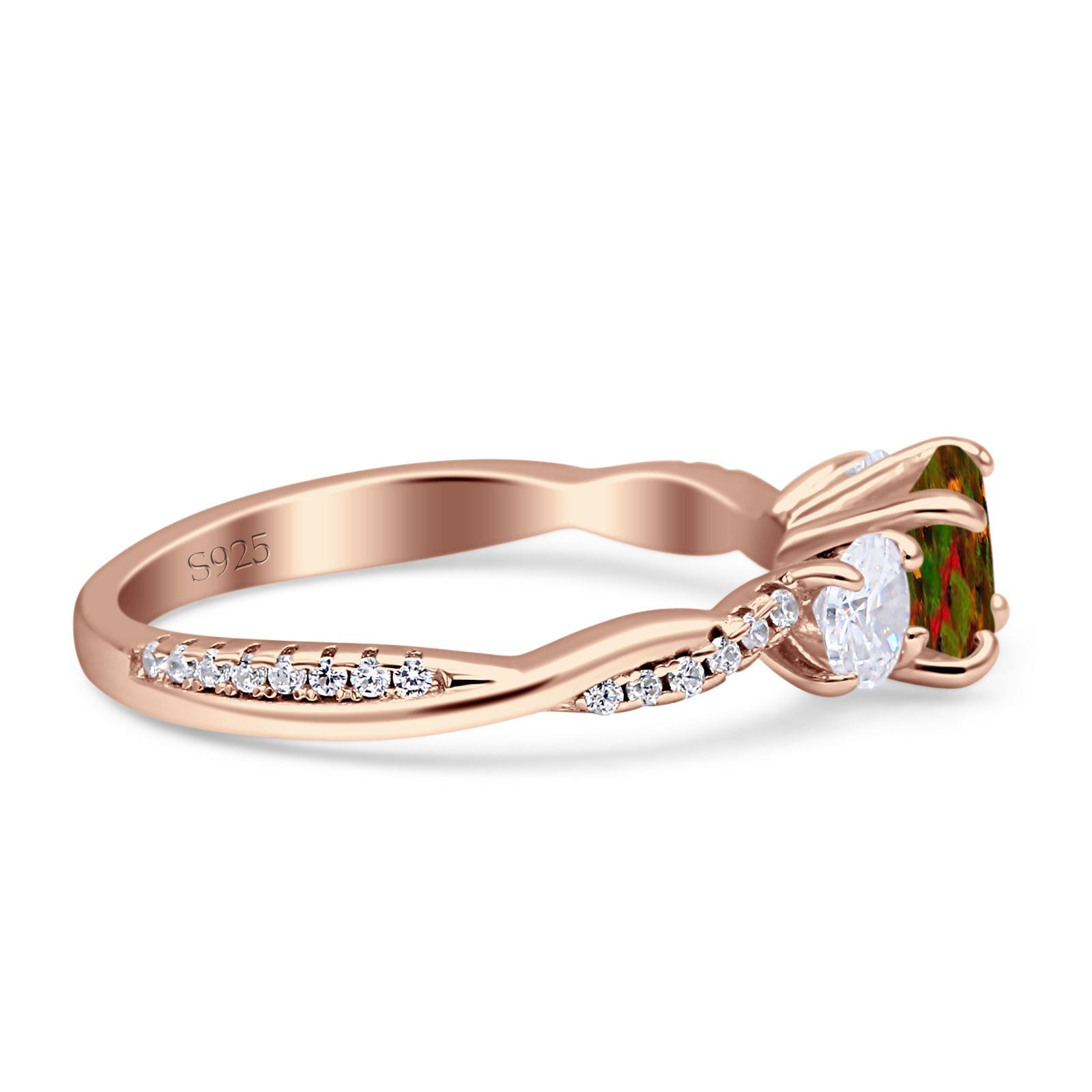 Infinity Round Three Stone Ring Cubic Zirconia 925 Sterling Silver