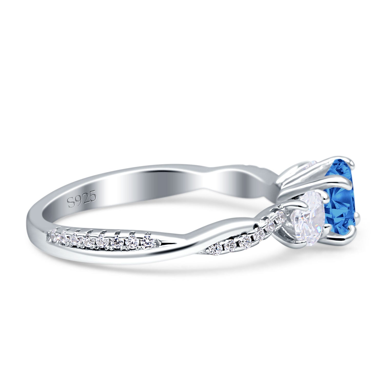 Infinity Round Three Stone Ring Cubic Zirconia 925 Sterling Silver