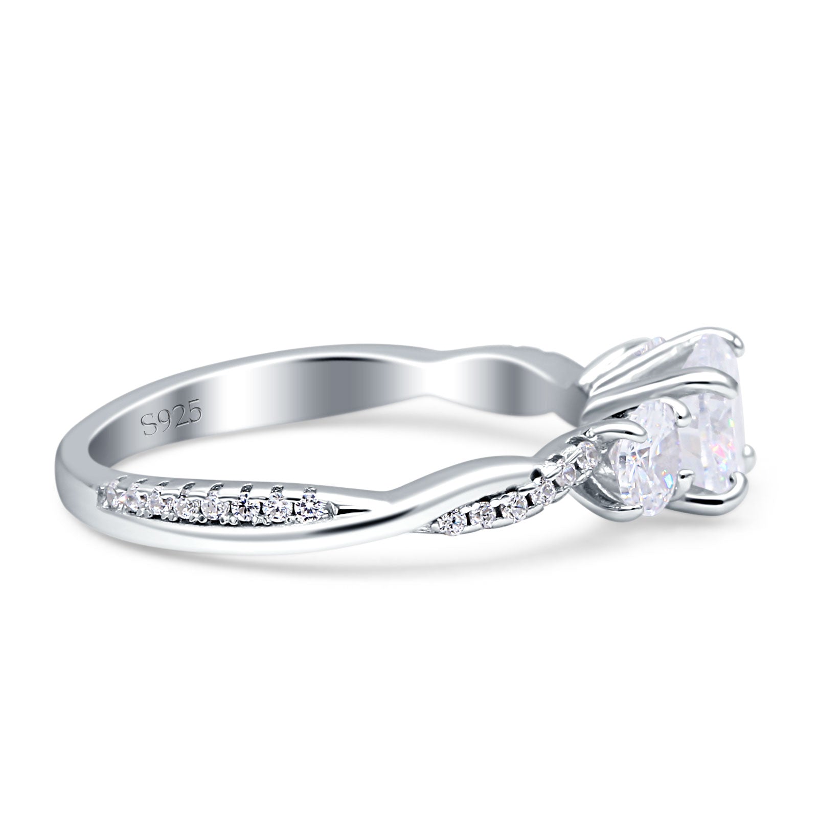 Infinity Round Three Stone Ring Cubic Zirconia 925 Sterling Silver