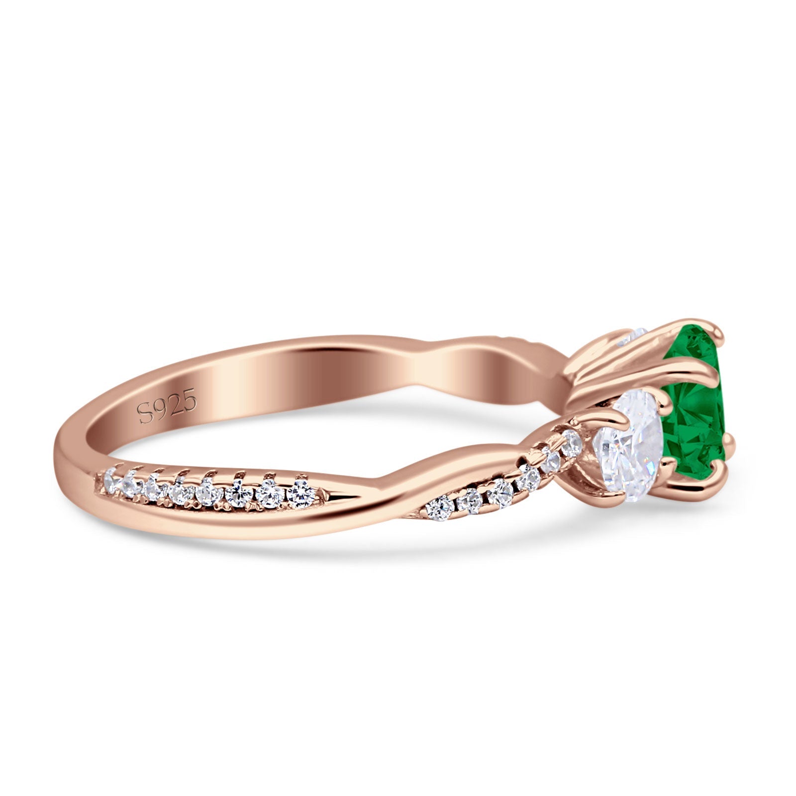 Infinity Round Three Stone Ring Cubic Zirconia 925 Sterling Silver