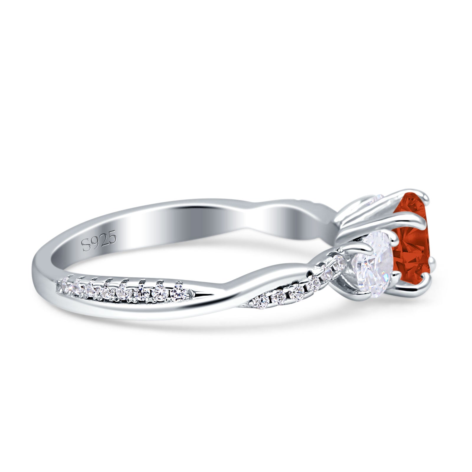 Infinity Round Three Stone Ring Cubic Zirconia 925 Sterling Silver