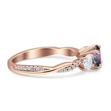 Infinity Round Three Stone Ring Cubic Zirconia 925 Sterling Silver