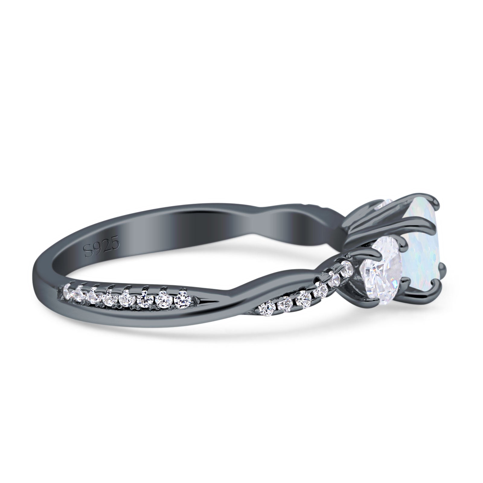 Infinity Round Three Stone Ring Cubic Zirconia 925 Sterling Silver