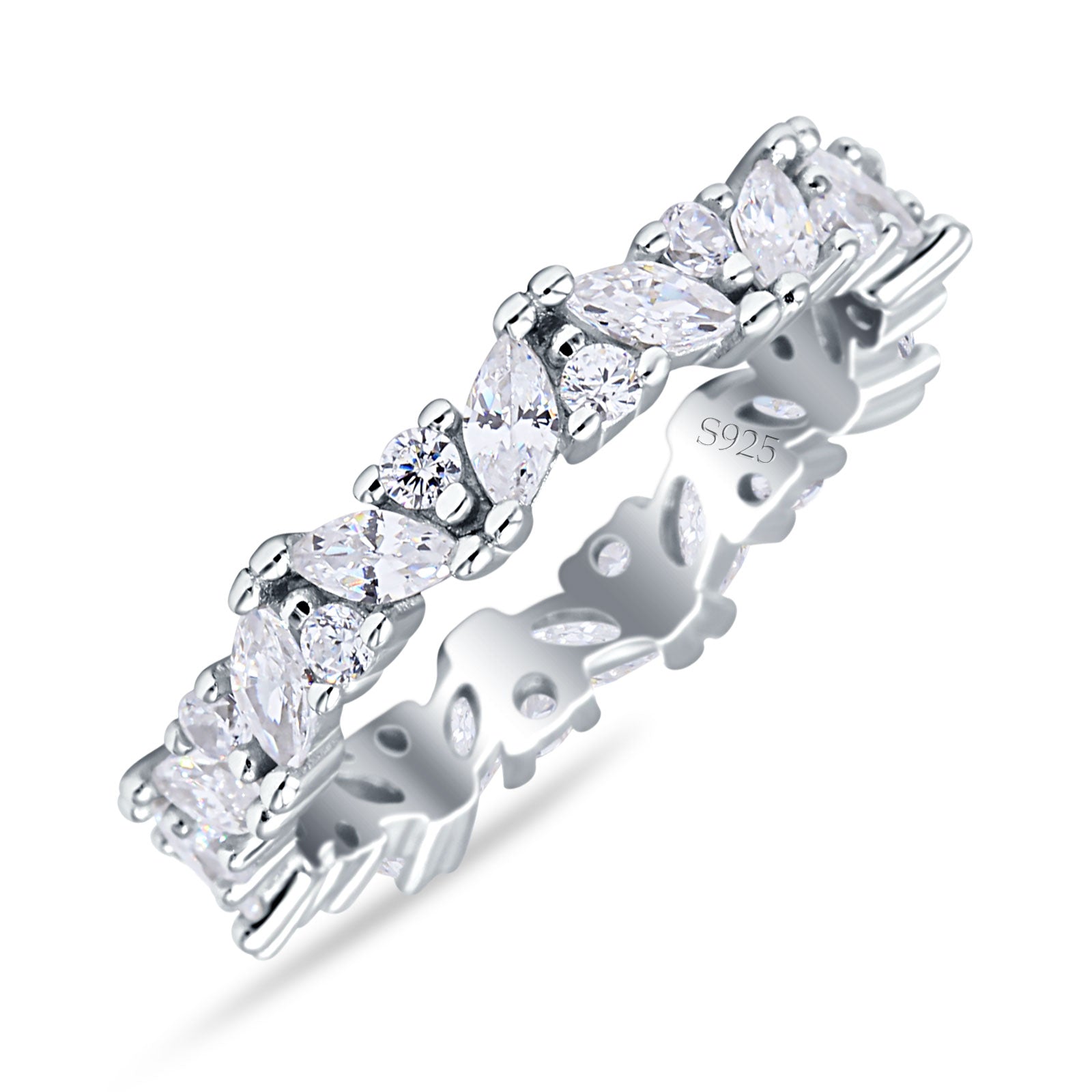 Stackable Ring Full Eternity Cubic Zirconia 925 Sterling Silver