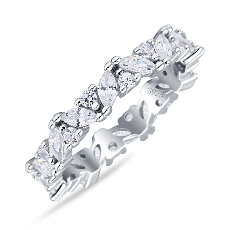 Stackable Ring Full Eternity Cubic Zirconia 925 Sterling Silver