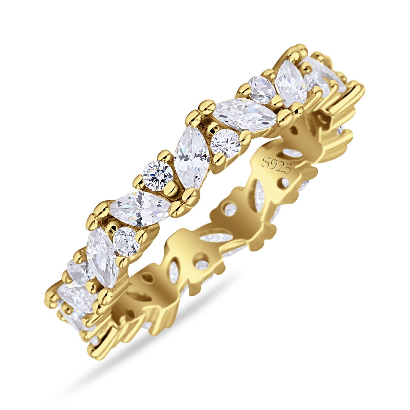 Stackable Ring Full Eternity Cubic Zirconia 925 Sterling Silver