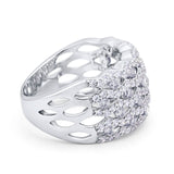 Half Eternity Fashion Band Ring Round Simulated CZ 925 Sterling Silver