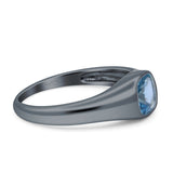 New Signet Wedding Engagement Ring Cushion Cut Simulated Cubic Zirconia Stone 925 Sterling Silver