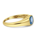 New Signet Wedding Engagement Ring Cushion Cut Simulated Cubic Zirconia Stone 925 Sterling Silver