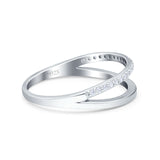 Half Eternity Ring Wedding Engagement Band Round Simulated Cubic Zirconia 925 Sterling Silver (6mm)