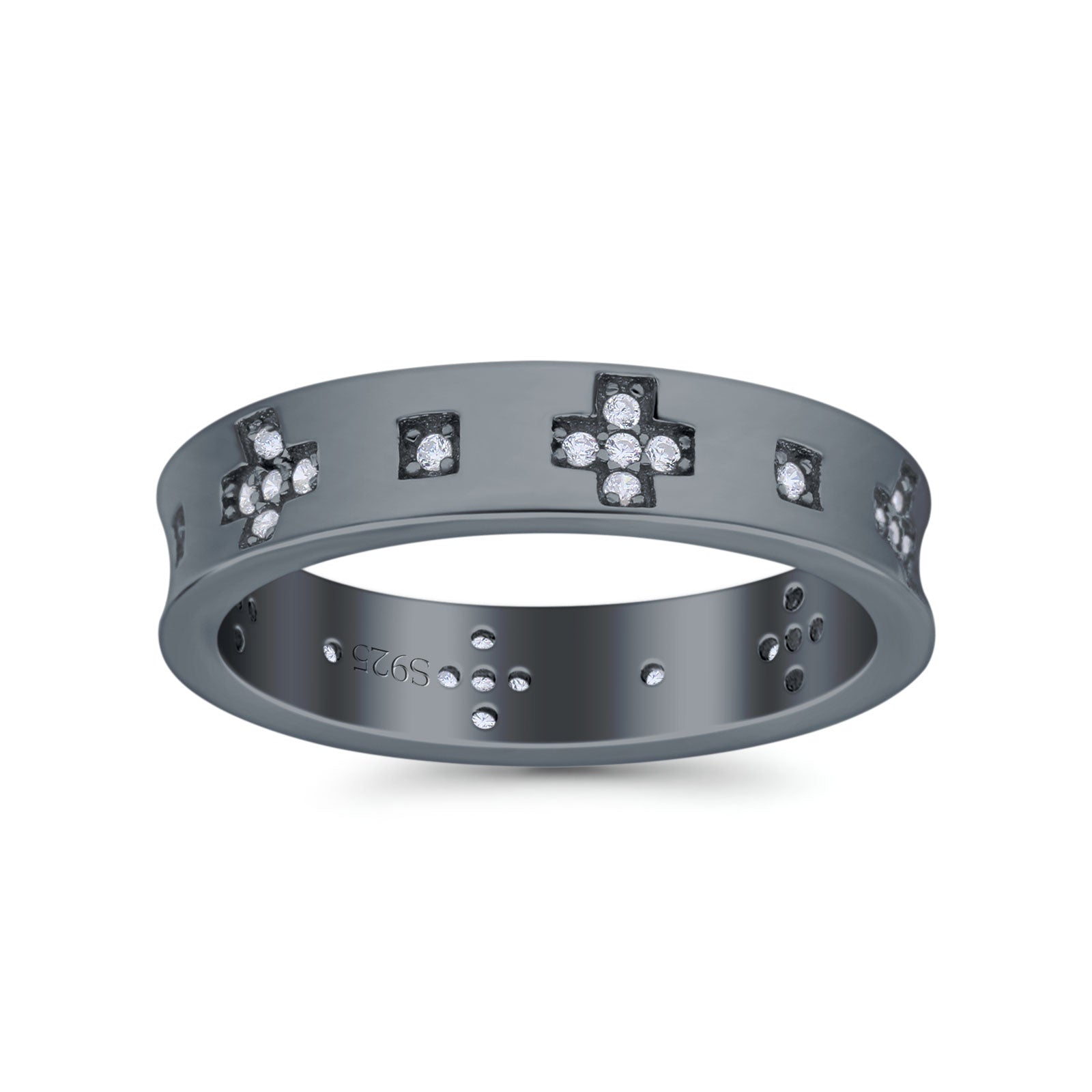 Eternity Ring Wedding Engagement Band Round Simulated Cubic Zirconia 925 Sterling Silver (4.5mm)