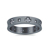 Eternity Ring Wedding Engagement Band Round Simulated Cubic Zirconia 925 Sterling Silver (4.5mm)