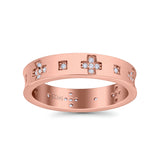 Eternity Ring Wedding Engagement Band Round Simulated Cubic Zirconia 925 Sterling Silver (4.5mm)