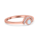 Vintage Style Round Lab Opal Ring Solid Oxidized 925 Sterling Silver