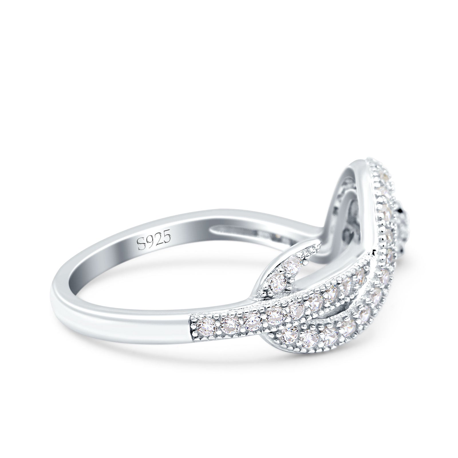 Half Eternity Snake Ring Band Simulated Cubic Zirconia 925 Sterling Silver (9mm)