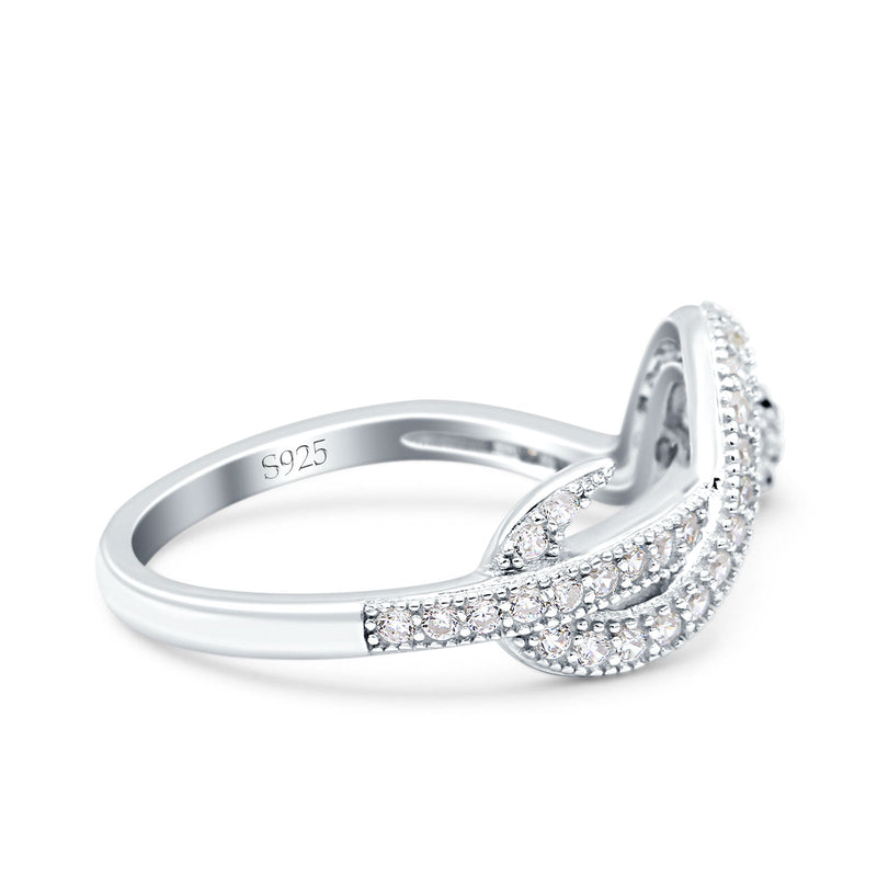 Half Eternity Snake Ring Band Simulated Cubic Zirconia 925 Sterling Silver (9mm)