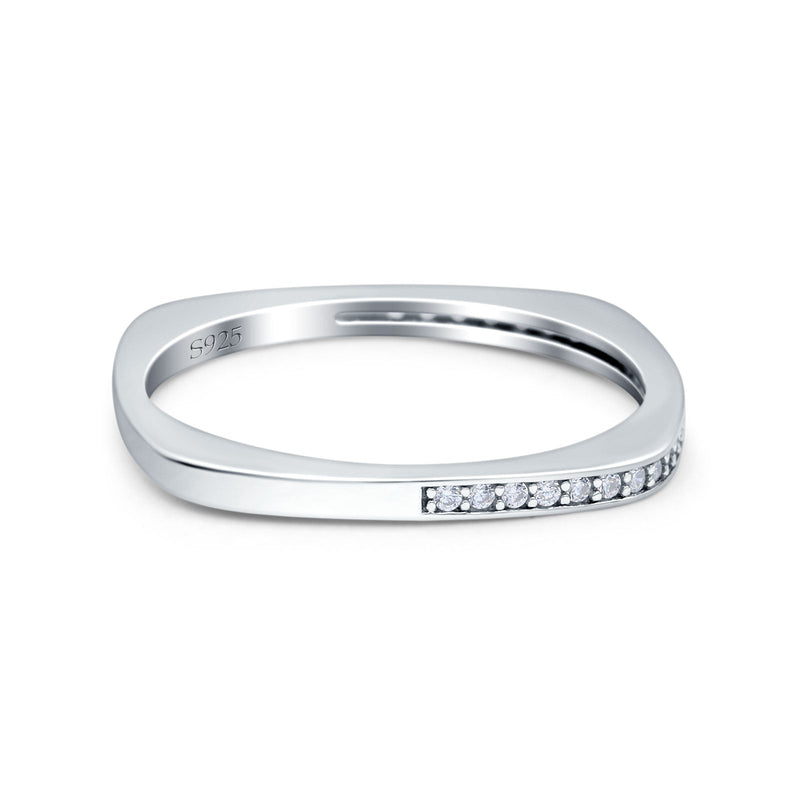 Half Eternity Ring Wedding Engagement Band Round Simulated Cubic Zirconia 925 Sterling Silver (1.7mm)