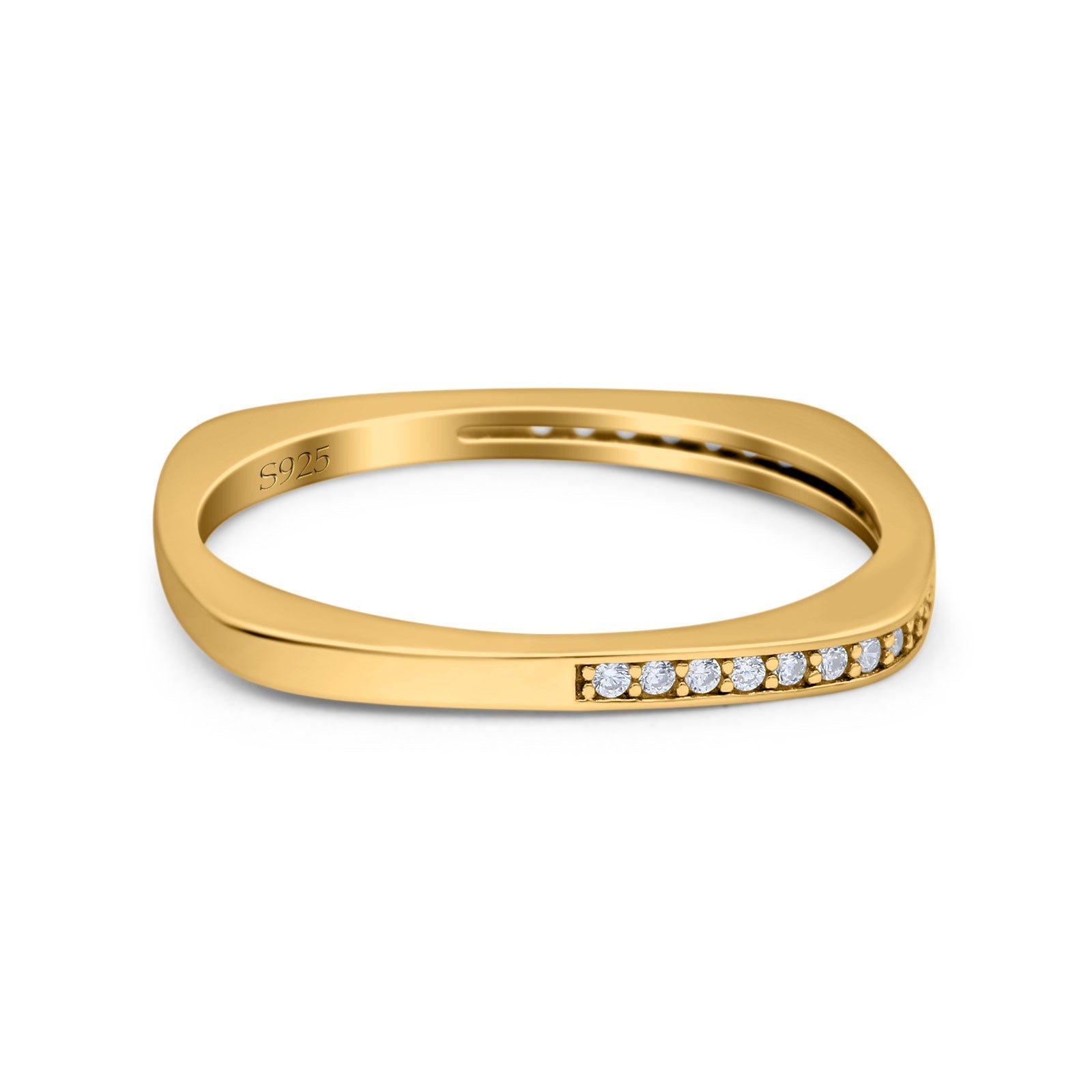 Half Eternity Ring Wedding Engagement Band Round Simulated Cubic Zirconia 925 Sterling Silver (1.7mm)