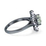 Floral Art Deco Round Natural Green Amethyst Prasiolite Halo Engagement Ring