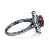 Floral Art Deco Round Natural Chocolate Brown Smoky Quartz Halo Engagement Ring