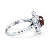 Floral Art Deco Round Natural Chocolate Brown Smoky Quartz Halo Engagement Ring