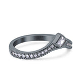 Princess Cut Art Deco Engagement Wedding Half Eternity Ring Simulated CZ 925 Sterling Silver