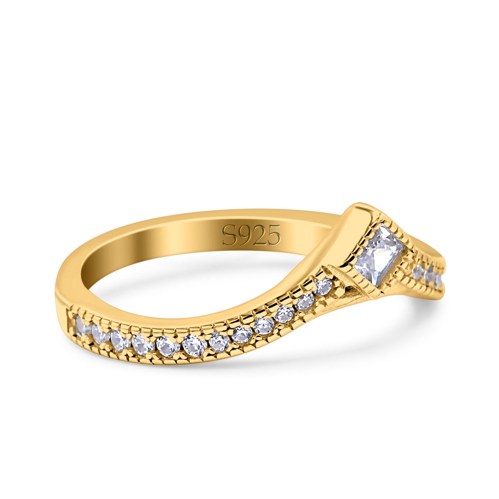 Princess Cut Art Deco Engagement Wedding Half Eternity Ring Simulated CZ 925 Sterling Silver