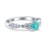 Heart Filigree Art Deco Wedding Bridal Ring Round Simulated Cubic Zirconia 925 Sterling Silver